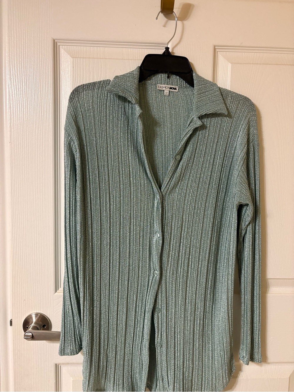 Fashion Nova Sage Ribbed Button-Up Cardigan